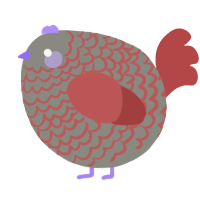 A ash and red chicken with a lace pattern
