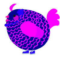 A navy and amethyst chicken with a lace pattern