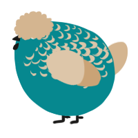A teal and beige chicken with a half-lace pattern