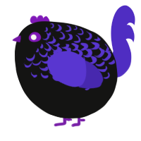 A black and indigo chicken with a half-lace pattern
