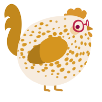 A cream and ochre chicken with a speckle pattern