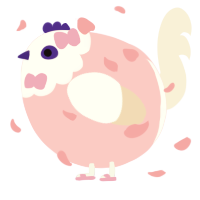 A rose and cream chicken with a head pattern