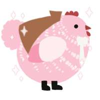 A rose chicken with a bar pattern