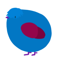 A sapphire and maroon chicken