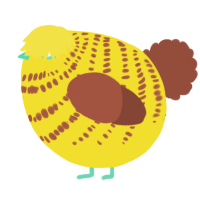 A yellow and russet chicken with a bar pattern
