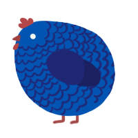 A ultramarine and navy chicken with a lace pattern