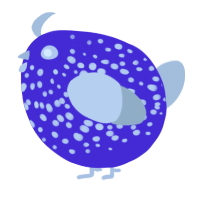 A indigo and silver chicken with a speckle pattern