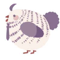A lavender and indigo chicken with a bar pattern