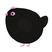 A black and sable chicken with a lace pattern