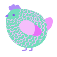 A mint and lavender chicken with a lace pattern