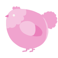 A pink chicken with a head pattern