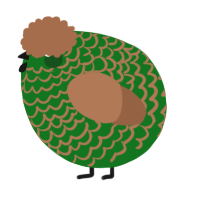 A leaf and brown chicken with a lace pattern