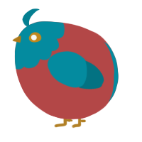 A red and sea chicken with a head pattern