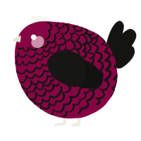 A maroon and black chicken with a lace pattern