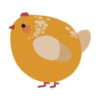 A orange and beige chicken with a neck-speckle pattern