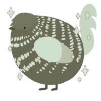 A overcast and lavender chicken with a bar pattern