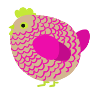 A beige and fuchsia chicken with a lace pattern