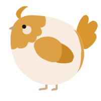 A cream and orange chicken with a head pattern