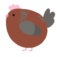 A russet and grey chicken with a neck-speckle pattern
