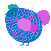 A sapphire and orchid chicken with a lace pattern