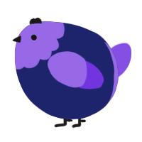 A navy and blurple chicken with a head pattern