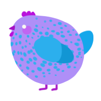 A lilac and sky chicken with a speckle pattern
