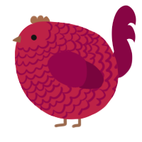 A crimson and maroon chicken with a lace pattern