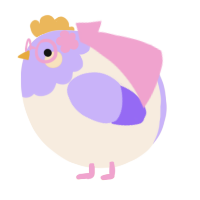A cream and lilac chicken with a head pattern