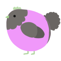 A lavender and grey chicken with a head pattern