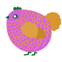 A orchid and orange chicken with a lace pattern