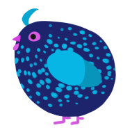 A navy and cerulean chicken with a speckle pattern