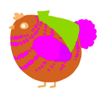 A brown and amethyst chicken with a bar pattern