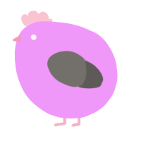 A lavender and grey chicken