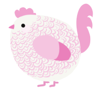 A white and pink chicken with a double-lace pattern