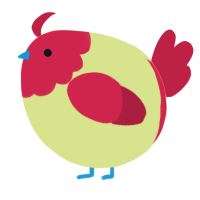 A lemon and crimson chicken with a head pattern