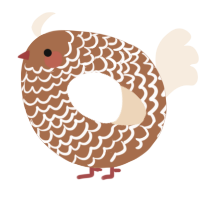 A brown and cream chicken with a lace pattern