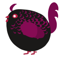 A sable and wine chicken with a half-lace pattern