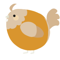 A orange and beige chicken with a head pattern