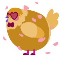 A ochre and honey chicken with a head pattern