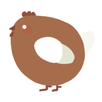 A brown and white chicken
