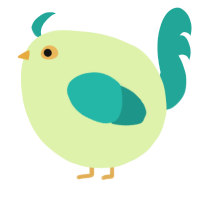 A apple and turquoise chicken