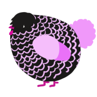 A sable and lavender chicken with a lace pattern