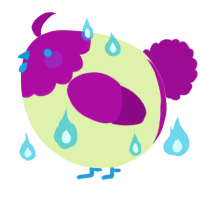 A apple and plum chicken with a head pattern