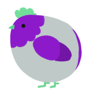 A silver and violet chicken with a head pattern