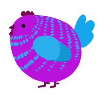 A amethyst and sky chicken with a bar pattern