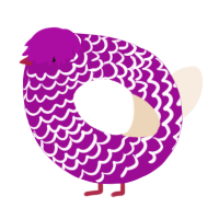 A plum and cream chicken with a lace pattern