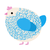 A cream and sky chicken with a double-lace pattern