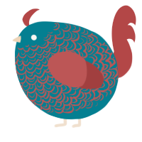 A sea and red chicken with a double-lace pattern