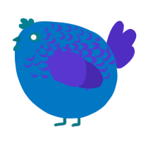 A sapphire and indigo chicken with a half-lace pattern