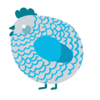 A mist and cerulean chicken with a lace pattern